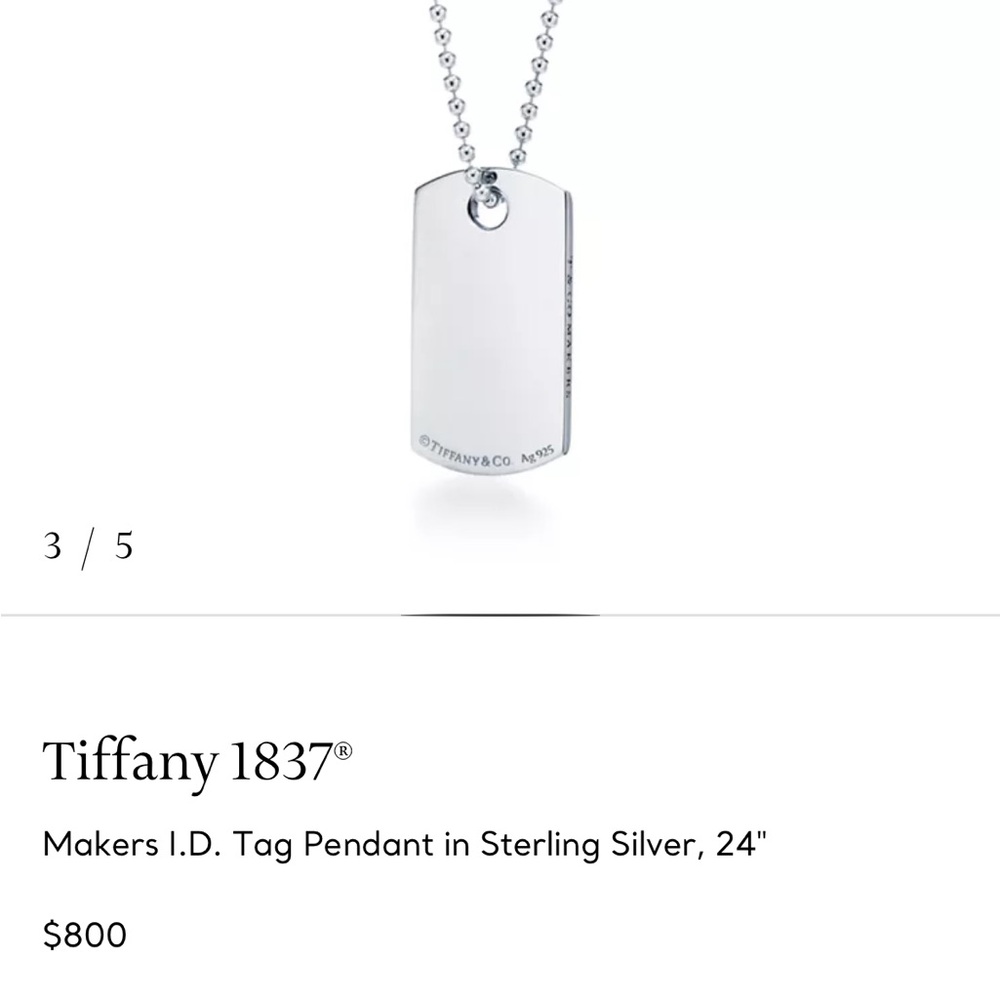 Tiffany & Co. 1837 Silver Dogtag Pendant Necklace - Sterling Silver - Picture 2 of 11